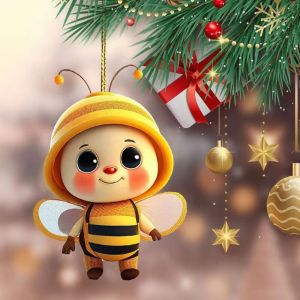LGJGHJG 2D Cute Bee Car Hanging Decoration Ornament AcrylicPlexiglass Mini  Ornaments Backpack Pendant Exquisite 2D Car Decoration Hanging Car Rear View