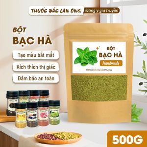 Bột bạc hà sấy lạnh nguyên chất 500g (Tạo hương vị thơm ngon và màu sắc đẹp mắt cho các món ăn và đồ uống)