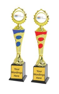 Economy Trophy 19493 Piala Pasang/Anugerah / Heavy Base Award / Hadiah (Gold Red/Gold Blue) (Logo & Label Included)