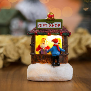 LED Christmas Scene Cartoon Streetscape Decor Ornaments Building for Party Desktop Xmas Decor Holiday House Night Lamp Gift