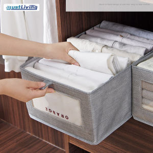 JustLiving Foldable Wardrobe Clothing Organizer Box Household Non Woven Durable Fabric Underwear Storage Box Space-Saving Drawer Wardrobe Storage Box Finishing Container