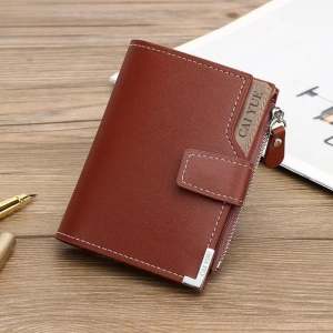 Dompet Slot Kartu Pria Bahan Kulit PU Dompet Mini Lipat Waterproof Resleting Terbaru - BY014