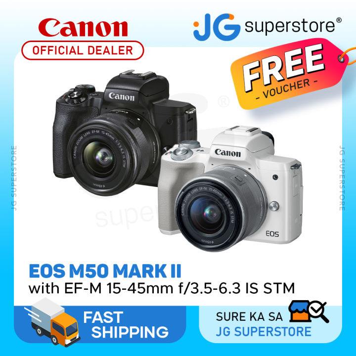 Shop Canon EOS M50 Mark II EF-M 15-45mm f/3.5-6.3 IS STM Lens Kit Whit