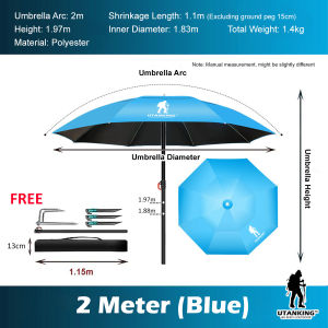 UtanKing™ Big Fishing Umbrella Camping Khemah Payung Memancing Besar Beach Rainproof UV Sun Shade Patio Garden Parasol