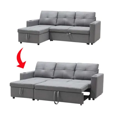 Living Mall Marjie Sleeper Sectional Reversible Sofa w/ Storage Upholstered w/ Pet-Friendly Option