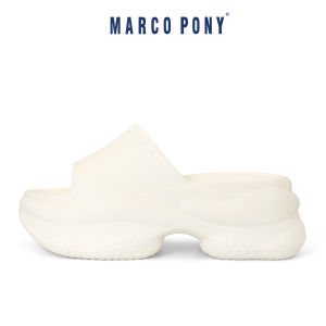 Marco Pony รองเท้าส้นสูงผู้หญิง รองเท้าแตะผู้หญิงแฟชั่น ทนต่อการสึกหรอ แฟชั่น ส้นหนา 7 ซม คลายเมื่อยเท้า สไตล์ครีมMH9024