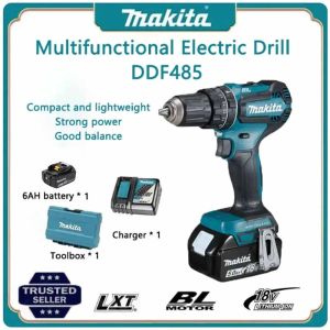 【 Genuine Warranty 】 Makita DDF487/DDF485 Brushless Drill Handle 18V 6.0Ah Rechargeable Lithium Battery Cordless drill Household electric tools