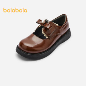 Giày bé gái công chúa balabala mùa thu 2024 mới Giày da trẻ em Văn Học giày em bé nơ Retro