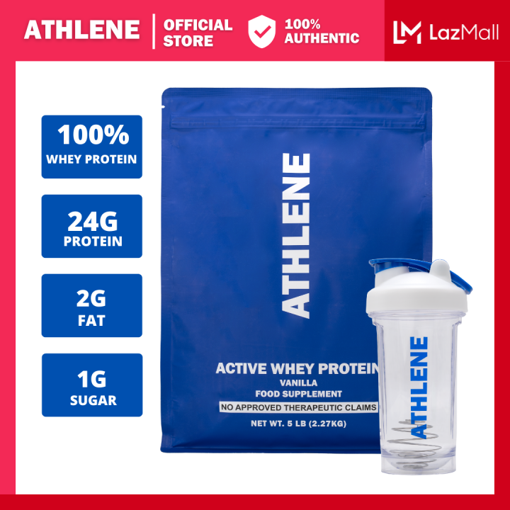 ACTIVE WHEY PROTEIN 5LB With Shaker Bottle 100% Whey Protein Powder
