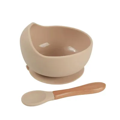 Baby Silicone Bowl Set with Spoon Baby Food Bowl Training Suction Cup Bowl Food Grade Baby Feeding Silicone Bowl