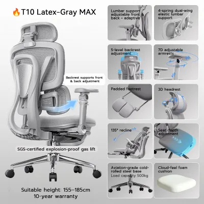 XPANSE T10 Dynamic Ergonomic Chair Office Computer Study Chair Tracking Lumbar【30-Day Free Trial】
