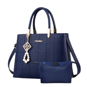 Fashion Plaid Big Capacity Handbeg Womens Shoulder Bag Mat Crossbody Bag with Beads