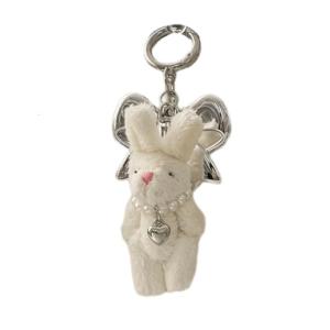 Elegant Plush Bear Keyring Keychain Bag Pendant Soft Toy Keyrings Cartoon Bear Hanging Decoration for Purse and Backpack