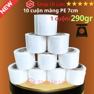 Combo 10 Cuộn Màng PE trong 7cm nặng 290gram rộng 7cm độ dầy màng 16 - 17 míc.