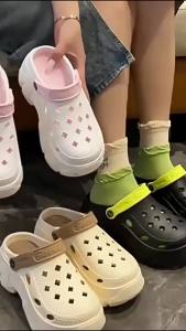 [Free Shipping] Height-Increasing Clogs DIY Design Non-Slip Suitable For Outdoor Wear Summer Beach Sandals Odor-Resistant WomenS Thick-Soled EVA Slippers Free Shipping