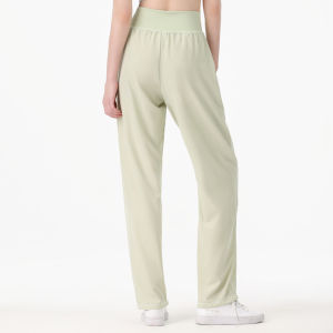 YueJi Loose Yoga Pants for Women High Waist Quick Dry Side Pocket Zipper Straight Leg Long Sport Pants