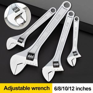 LUXEMO Large Openin Adjustable Wrench Long Handle High-Carbon Steel Spanner 6-12 Inch Hand Tools