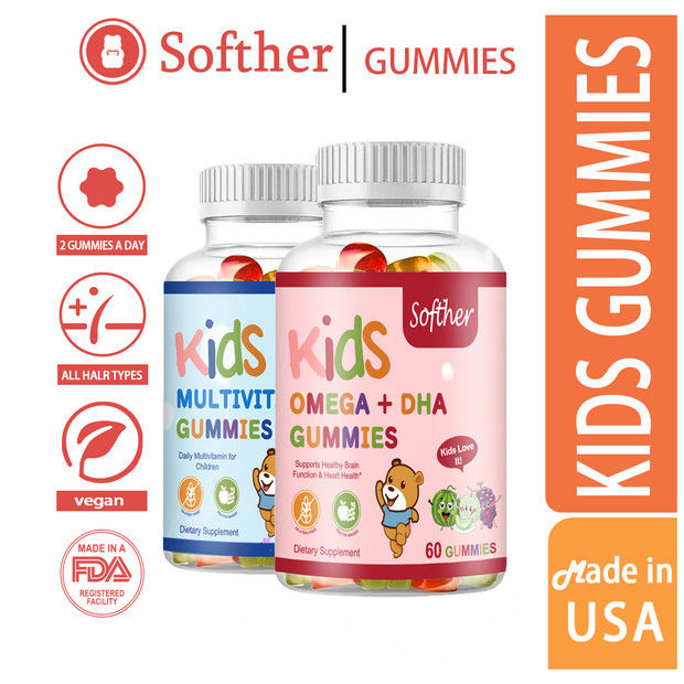 Softher OMEGA + DHA For Kids Gummies Vitamins For Brain Kid