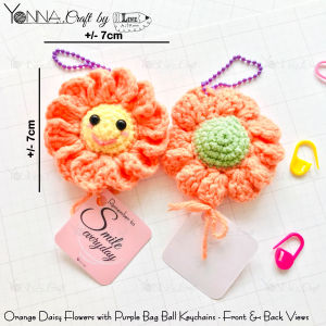 Crochet Flower Plushie Keychain/Bag Charm (Ready 100% Handmade Premium Gift or Present) 1 Set.