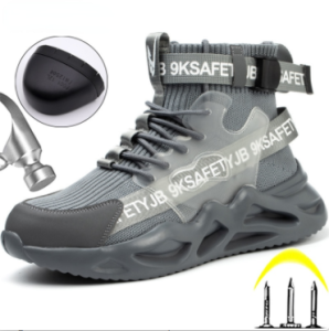 QINHUIZE New labor insurance mens shoes sports steel-toed work shoes anti-smashing and anti-piercing flying woven outdoor protective shoes