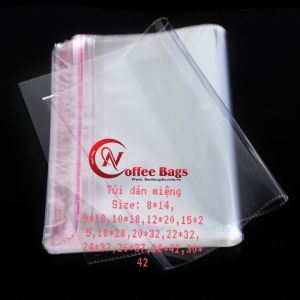 [1kg/size] Túi OPP dán miệng túi đựng quần áo.