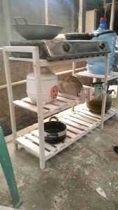 Rak Serbaguna Kompor 2 Tungku susun / Rak Minimalis Dapur Kayu