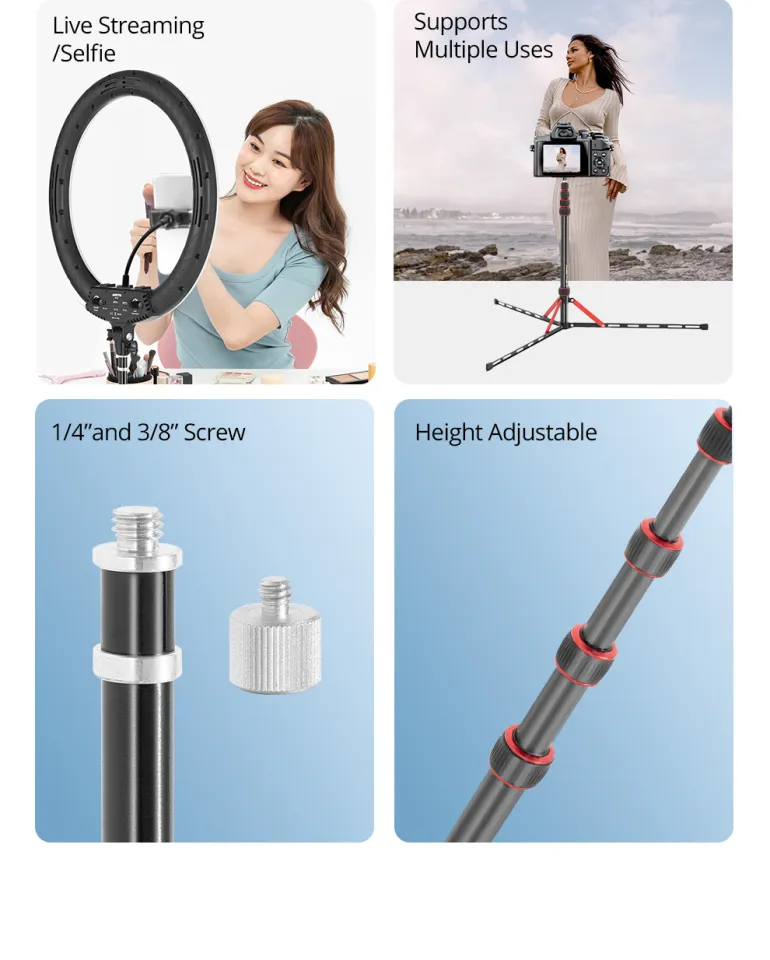 AMBITFUL 220 Cm Aluminium Light Stand Portable Tripod 2.5kg Load For Outdoor Photography Ring Weight 600g With Carry Bag (GM220 - View #2