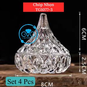 Set 4 Thố Mứt Tết Thuỷ Tinh / Thố Mứt Pha Lê Kim Cương Mini  /Thố Bi Crystal Diamond Jar Mini TG1030-2.5