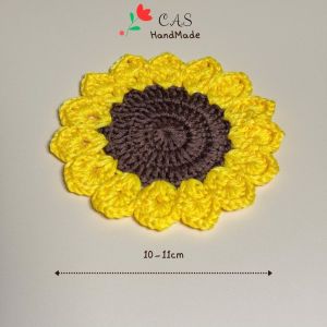 [Có sẵn] Lót ly hoa hướng dương bằng len sợi cotton handmade thấm nước