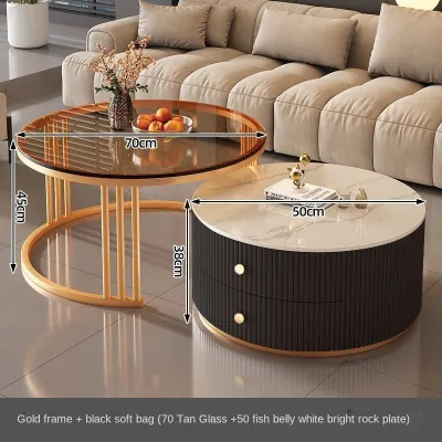 Sintered Stone Coffee Table/Light Luxury Marble Coffee Table/Simple Marble Coffee Table/Round Tea Table