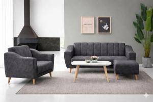 Percuma 1 Bangku Velvet Grey / Brown / Blue Sofa Baldu 3 Seater / 2+3 Seater Model 3933