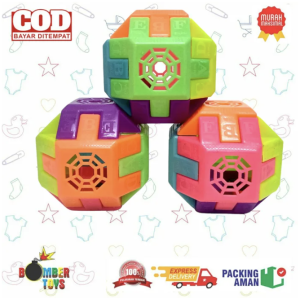 MAINAN ANAK EDUKASI PUZZLE BLOCK BLOK BALOK KUBUS KREATIF 6sisi BENTUK LATIHAN MOTORIK 2in1