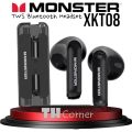 TWS MONSTER XKT08 WIRELESS BLUETOOTH 5.3 Waterproof IPX4 EARPHONE HEADSET EARBUDS TWS Bluetooth Headset - BLACK. 