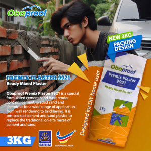 3/20/25/40KG OBAPROOF PREMIX PLASTER 9921 READY MIXED PLASTER USE ON CONCRETE CEMENT BRICK WALL UTK SIMEN BATU BATA