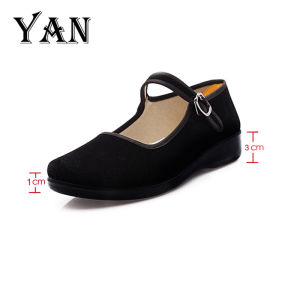 YAN Sepatu Kasual Wanita Sepatu Wedges Sepatu Dansa Wanita Sepatu Hitam
