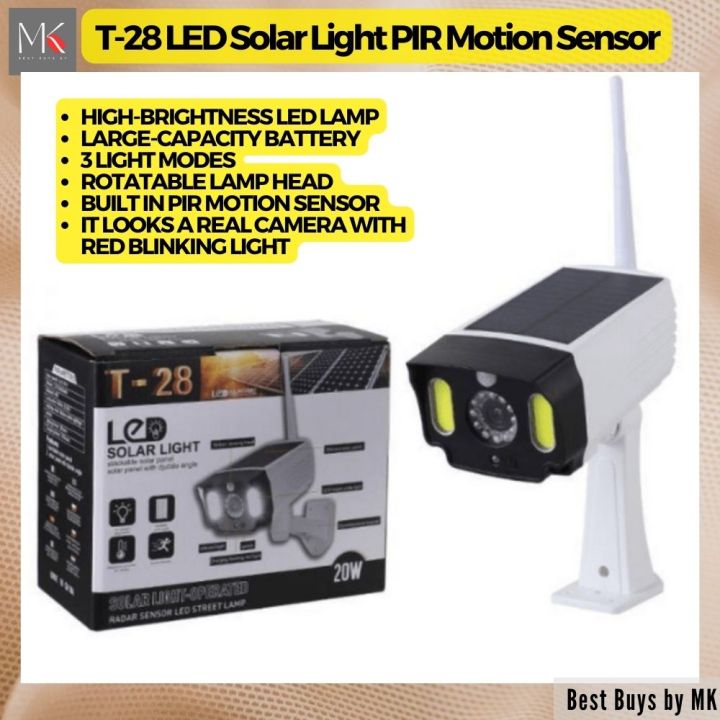 T-28 Led Sensor Solar Light Motion Fake Bullet CCTV Camera Built