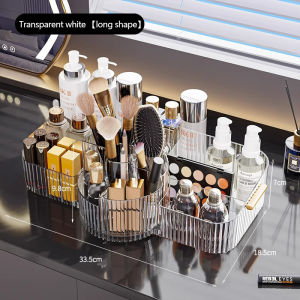Rotating cosmetics storage box desktop lipstick skincare products dressing table shelf eyebrow pencil makeup brush storage box
