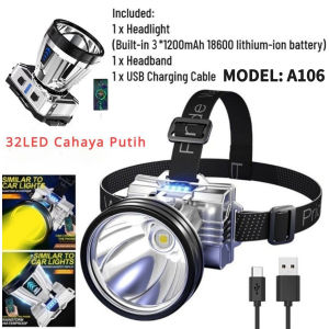 【Sensor】800W Senter Kepala Headlamp Super Terang Outdoor Camping Berburu Hiking Lampu Senter Kepala USB Rechargeable Waterproof Menyinari 100.000 Meter outdoor Senter kepala