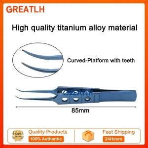 GREATLH 85mm Long Ophthalmic Forceps Tweezers Micro Forceps with Teeth/ Without Teeth Stainless Titanium Ophthalmic Instrument