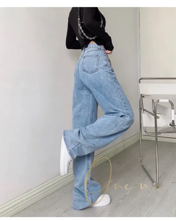 ONEME#COD Mom Jeans High Waist Wide Leg Maong Jeans For Women Straight Leg  Jeans Women's Thin Wide Legged Loose Drape Hyuna Mopping Long Pants