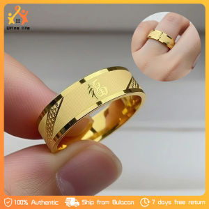 Fortune Lucky Fu Characters Charm Money Catcher Ring Fashion Casual Stainless Steel Ring Auspicious
