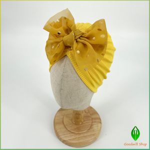 Gw หมวกบีนนี่ผ้าโพกหัวประดับโบว์ หมวกเด็กแรกเกิดโบว์ใหญ่ น่ารักเกินปุยมุย   baby hat