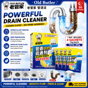 Old Butler Powerful Drain Cleaner Pipe Unclogger Dissolve Kitchen Grease Remove Drain Odor Sewer & Toilet Clog Remover