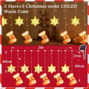 3M/120 LED Solar Led Curtain String Lights Fairy Lights Indoor Tree light Christmas Light Decoration