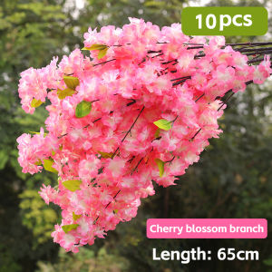 10PCS Simulation Cherry Blossom Branch Fake Cherry Blossom Flower Branch Artificial Sakura Flower