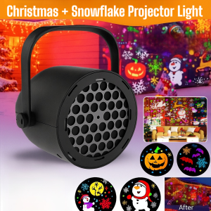 【Christmas Lights Projector】Rotating Snowflake Pattern indoor LED Snow Light for Christmas Decorations