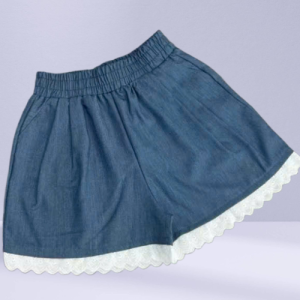 quần đùi jean lưng cao phối ren lai dành cho nữ (video cận chất)