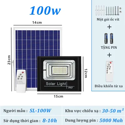 Đèn Led Pha Năng Lượng Mặt Trời 1000W trang trí chiếu sáng sân vườn chống nước