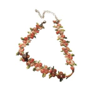 Adjustable and Fashion forward Necklace Sophisticated Embroidered Flower Spliced Neckband Elegant Lace Neckchain
