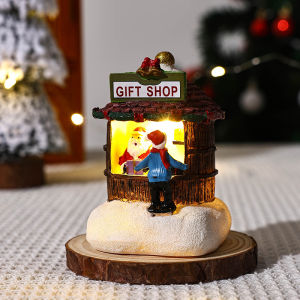 Sincecu Christmas Village House – Glowing LED Microlandscape with Santa | Light-Up Xmas Scene for Home & Shop Window